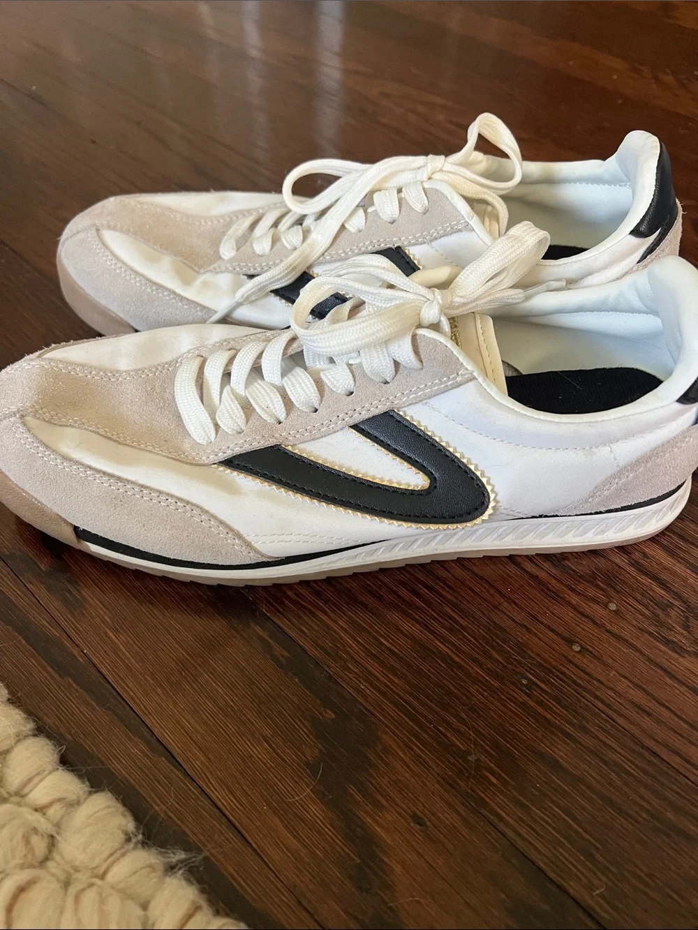 Women’s White and Black Tretorn Trainer Sneakers